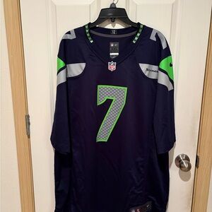NFL Seahawks Smith Navy and Lime Green Men's Jersey